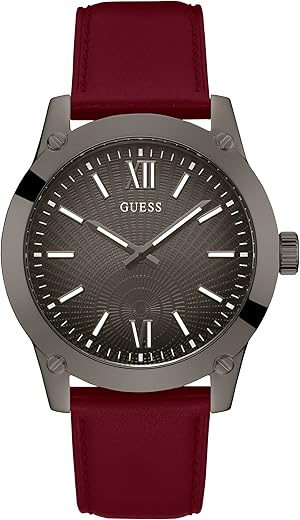 GUESS Men Gunmetal Round Stainless Steel Dial Analog Watch- GW0628G4