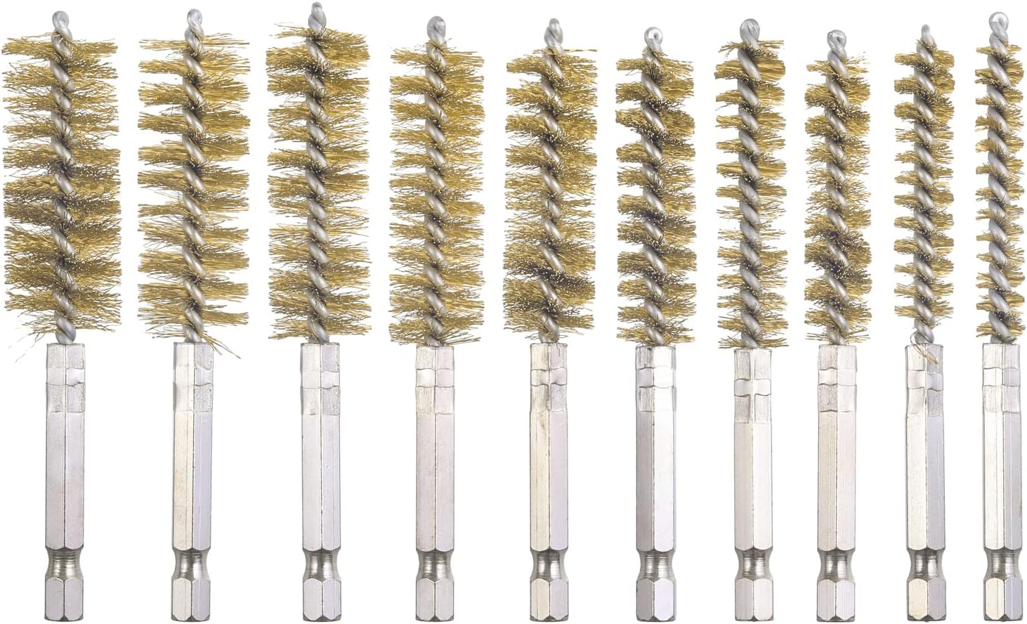 WENORA 10 Pack Bore Brush for Drill, Brass Bore Brush Drill