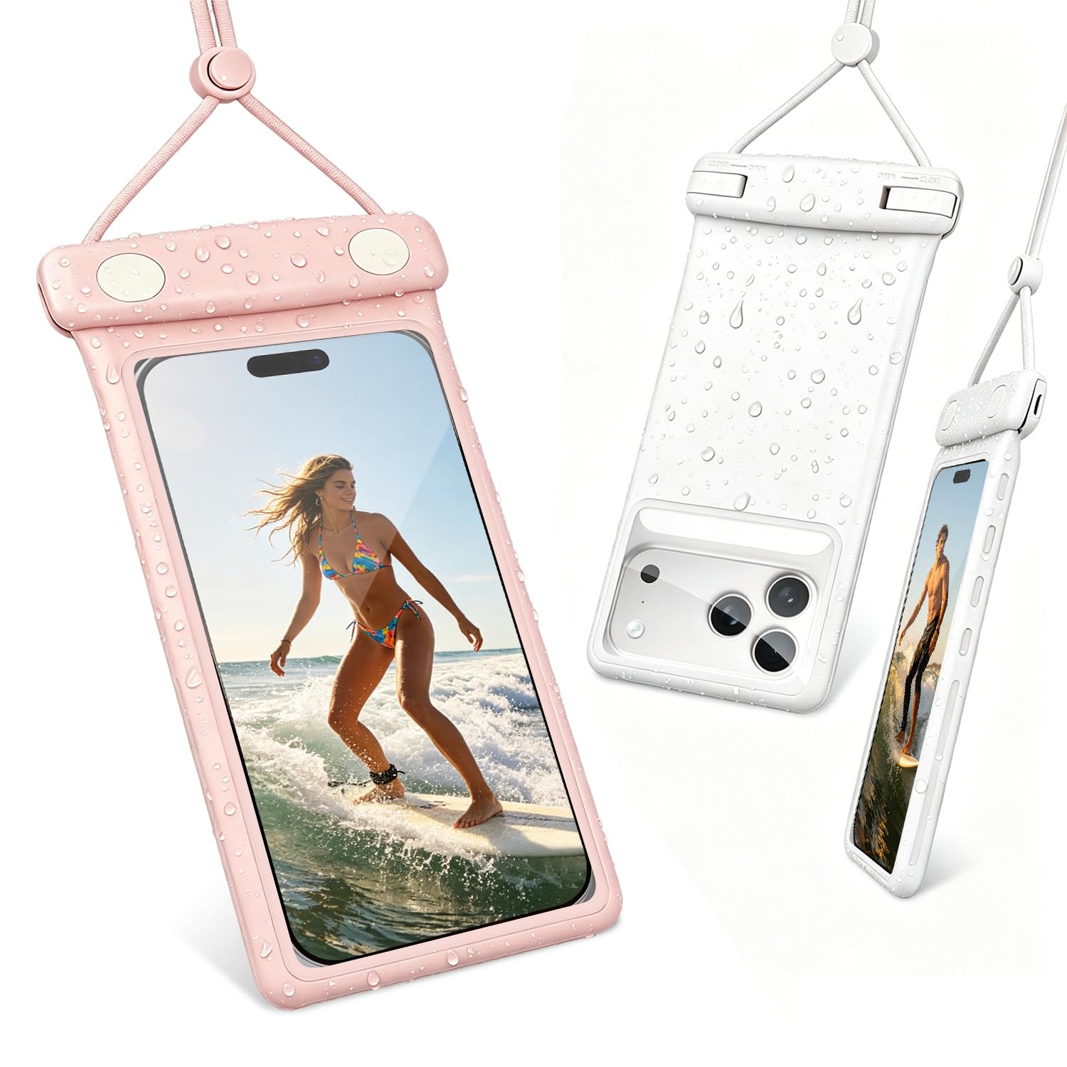 wellhouse Waterproof Phone Pouch, Waterproof Phone Case for iPhone17 16 15 14 Pro Max XS Samsung, IPX8 3D Cellphone Dry Bag Beach Essentials - 2 Pack