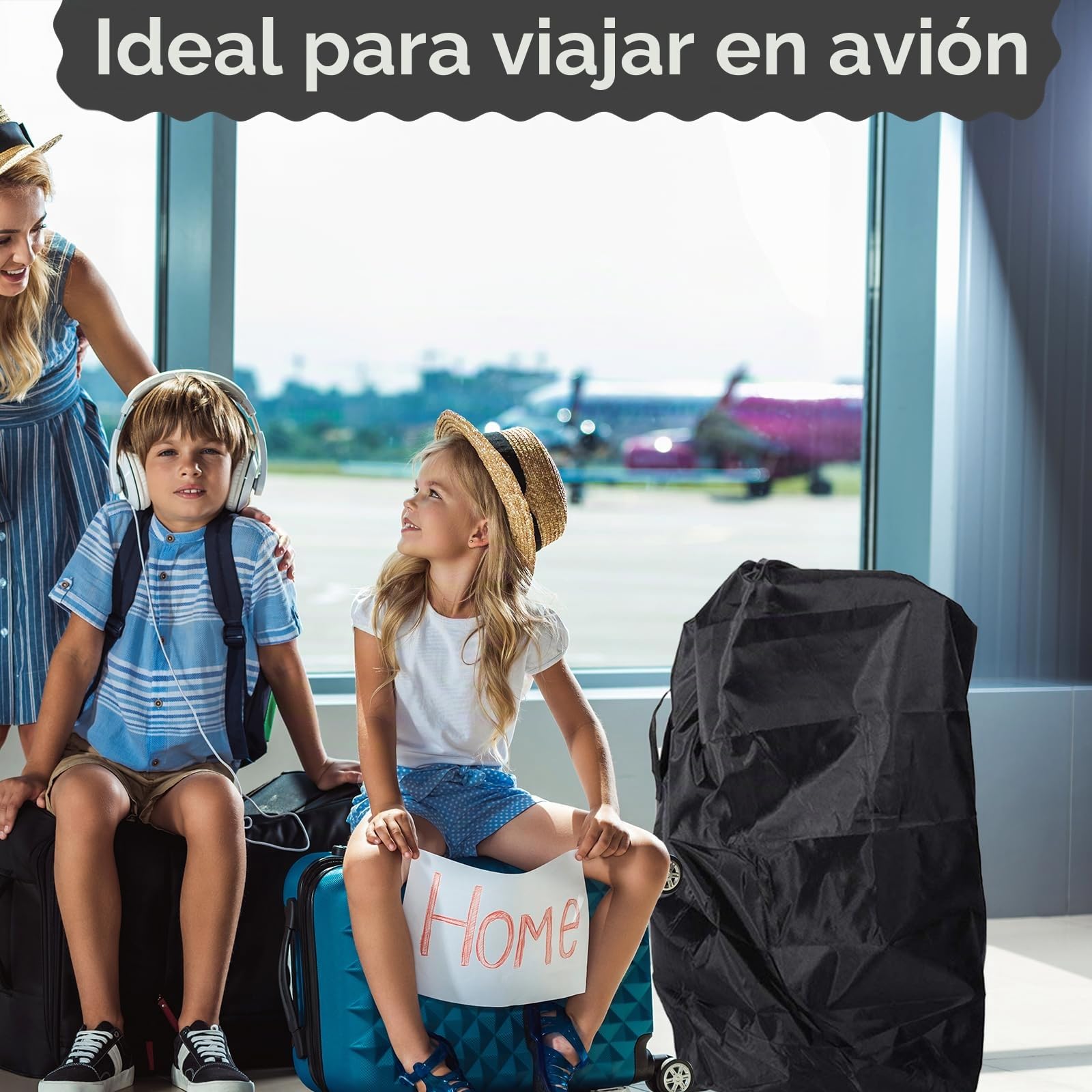 Bolsa de transporte para cochecito, bolsa de transporte impermeable para cochecito, funda protectora de avión y bolsa de viaje, ligera y portátil, ideal para viajes, aviones y uso diario