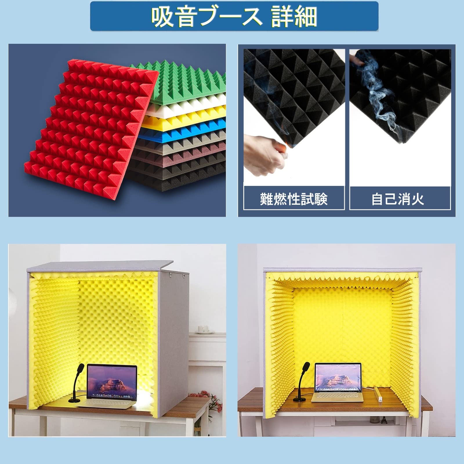 Studio di Registrazione vocale Portatile - Cabina di Registrazione insonorizzata con Pannello in Schiuma, Cabina vocale insonorizzata da Tavolo (Verde) - Ideale per Musicisti e podcaster.
