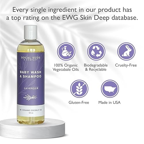Miniatura 2 de SoCal Suds & Company Champú orgánico para bebés y gel de baño - Jabón de Castilla 2 en 1, hipoalergénico, piel sensible, jabón natural, champú para