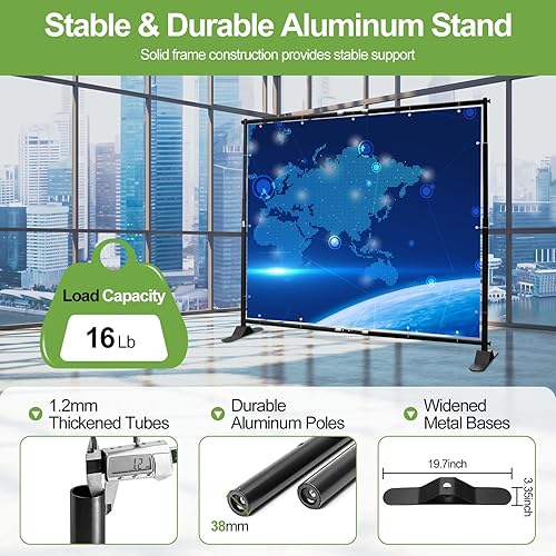 Miniatura 10 de FUDESY Soporte para telón de fondo de 8 x 8 pies, kit de soporte de fondo ajustable resistente con bolsa de transporte, soporte de marco de