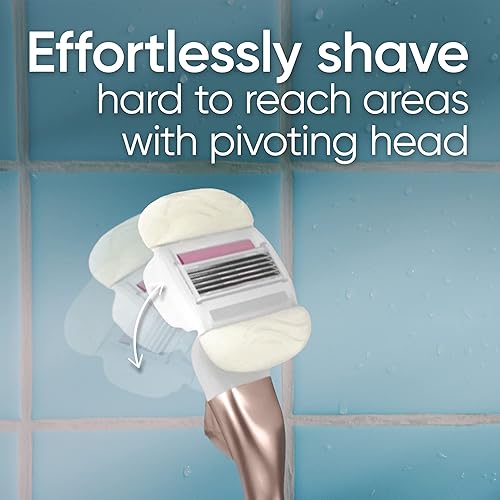 Miniatura 6 de Gillette Venus Comfortglide Plus Olay Sugarberry - Maquinilla de afeitar para mujer con mango de metal dorado rosa + 4 recambios de cuchillas