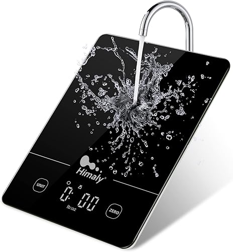 Miniatura 4 de Himaly Báscula digital de cocina con plataforma de vidrio templado, báscula de cocina electrónica con pantalla LCD, báscula de pesaje multifunción