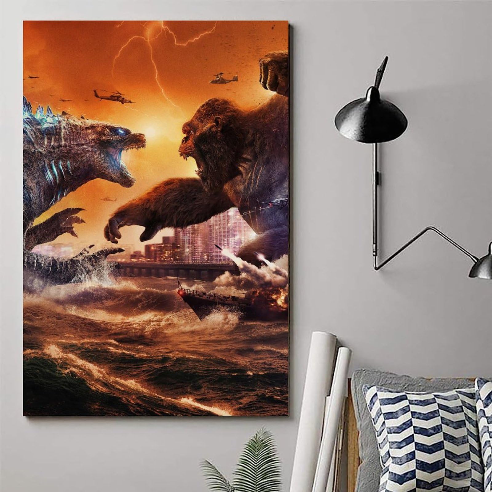 Amazon.com: Enloslti Godzilla Vs King Kong Poster Canvas Wall Art
