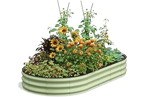 Oval 8x4x1 FT Galvanized Raised Garden Beds Outdoor