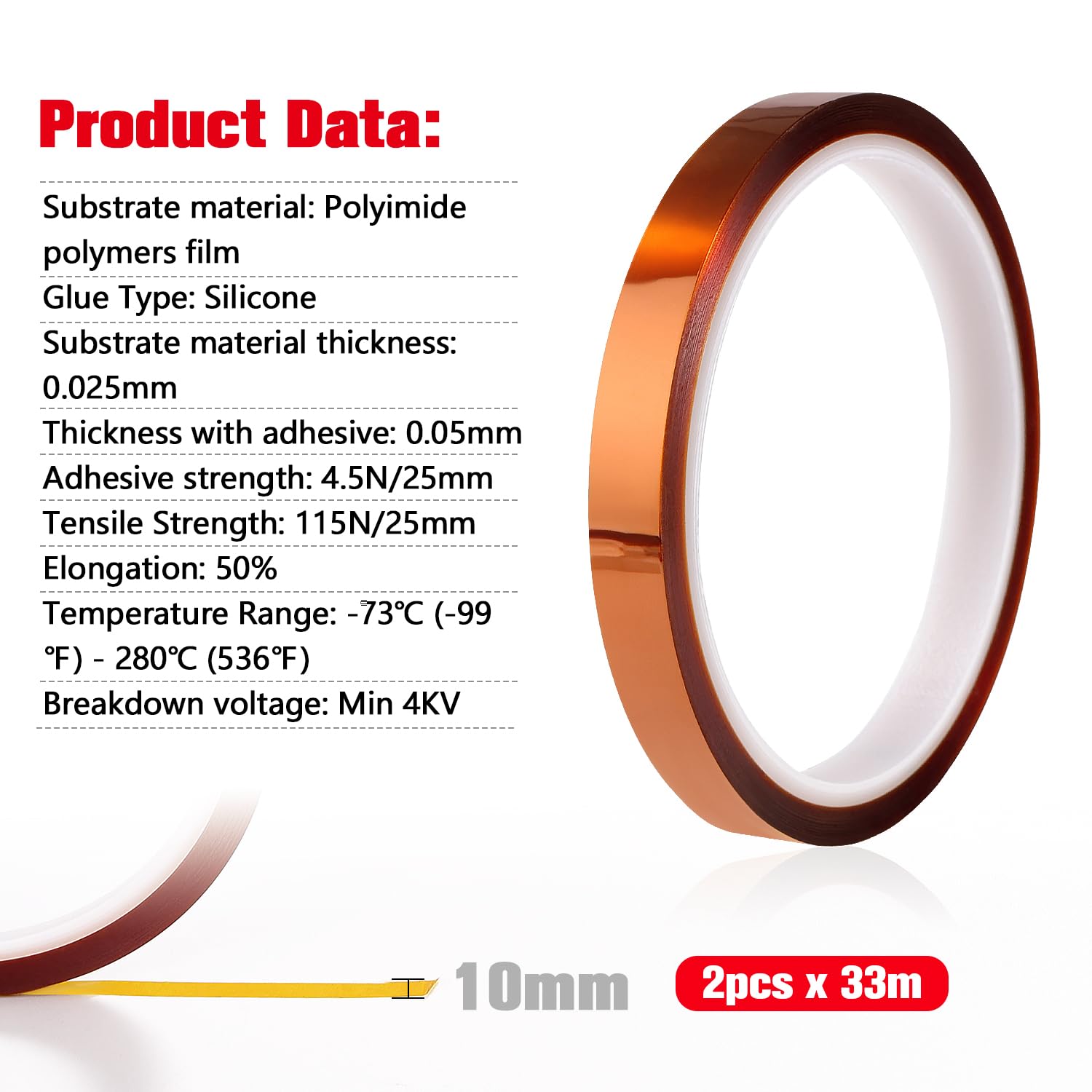 YIXISI 2 PCS 10mmx33m High Temperature Tape, Kapton Tape, Polyimide Tape, Sublimation Tape, Thermal Transfer Tape - Image 2