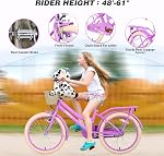 20 Filles de pouce vélo,Girls vélo avec panier pour 7-10 ans vieux enfants,Filles vélo avec kiosque,Pas de roues d'entraînement inclus,Single Speed,Couleurs multiples