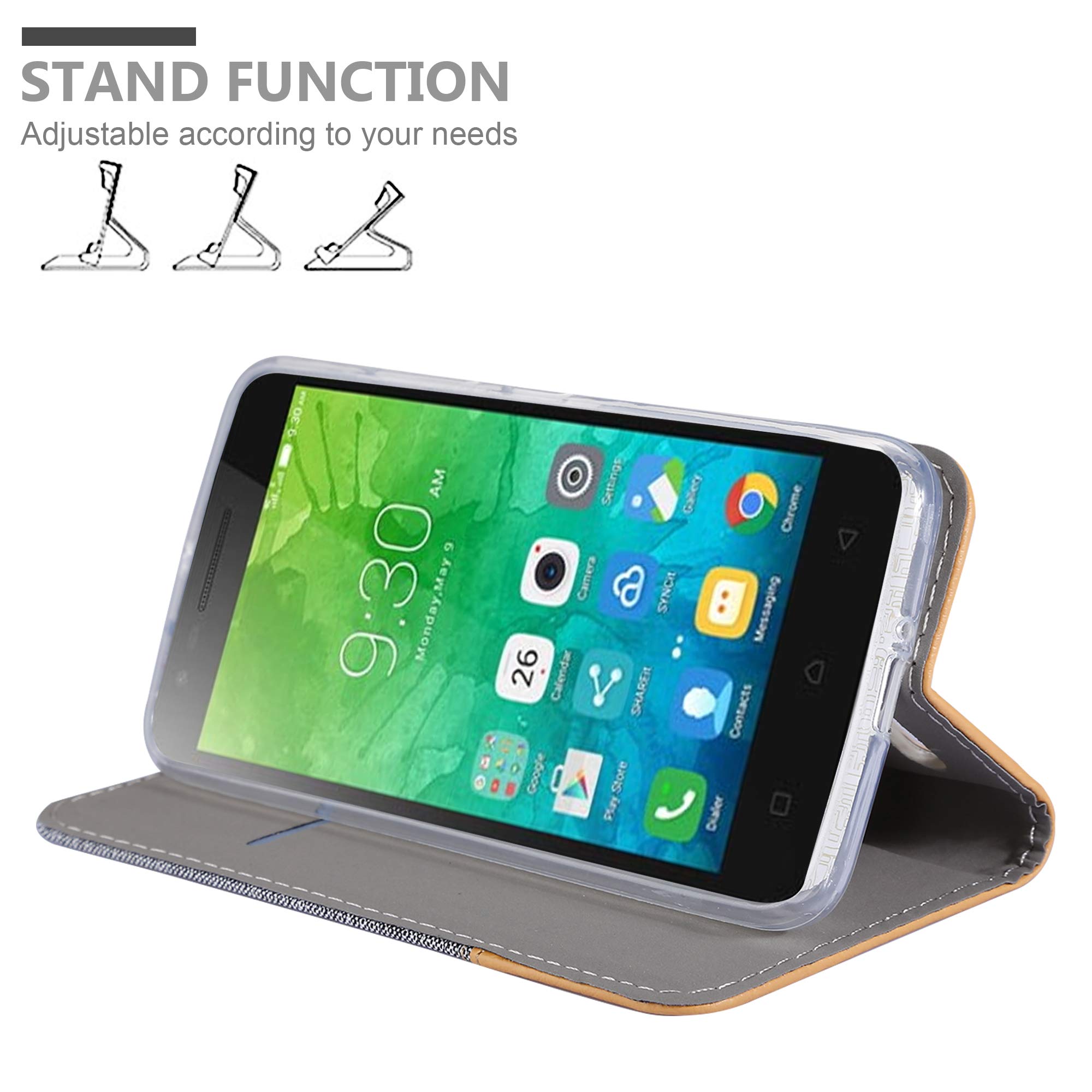 Cadorabo Hülle Für Lenovo C2 – Flip Cover Mit Standfunktion, Kartenfach & Magnetverschluss, Jeans & Kunstleder
