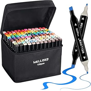Alcohol Markers, Dual Tip Permanent Art Markers for Coloring (120)