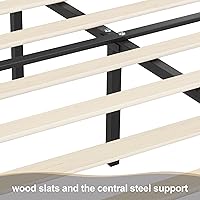 Vista 7 de VECELO Base de cama tapizada con cabecera ajustable, soporte de listones de madera, no necesita somier, estilo moderno, tamaño individual