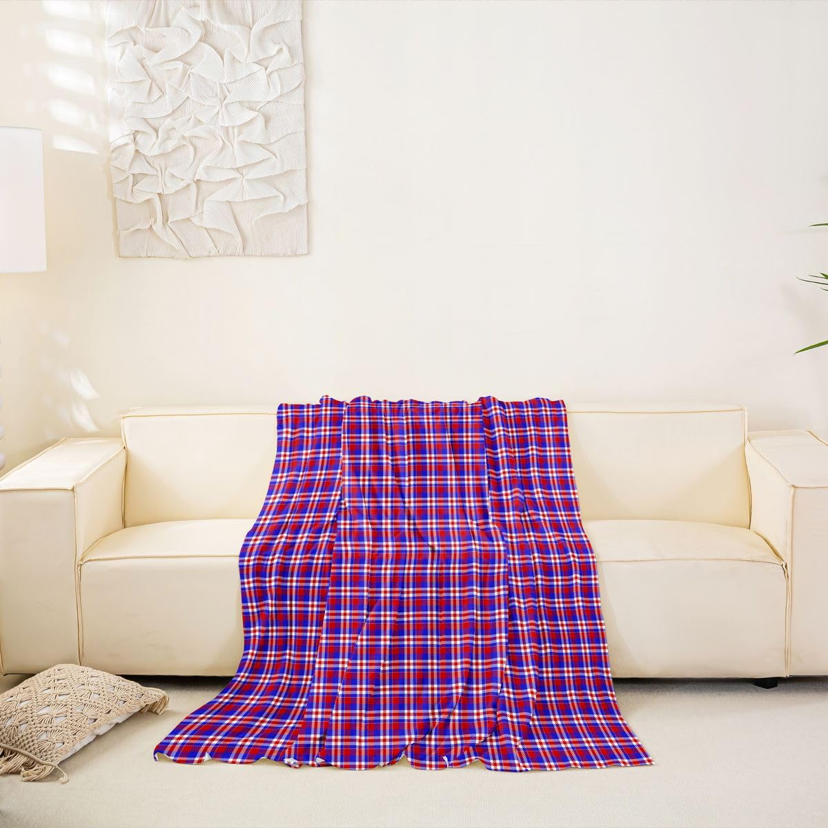 Homewish Housse de Canapé 231 x 340 cm Violettete Blanc Plaid