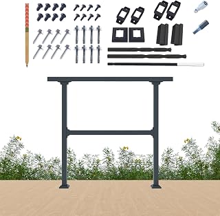 CHR Horizontal Metal Deck Railing - 4ft Wide x 36in Tall Black Flat Railing for Decks & Patios, Easy DIY Install, Powder Coated