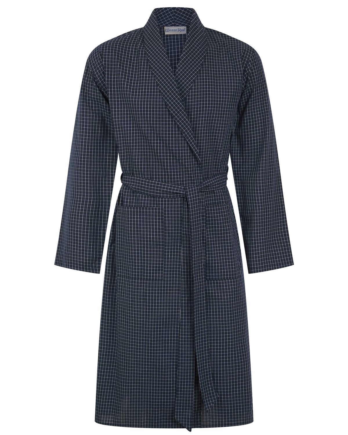 Walker Reid Men's Navy - Check 49" Shawl Collar Wrap Wr1812 Navy 2XL