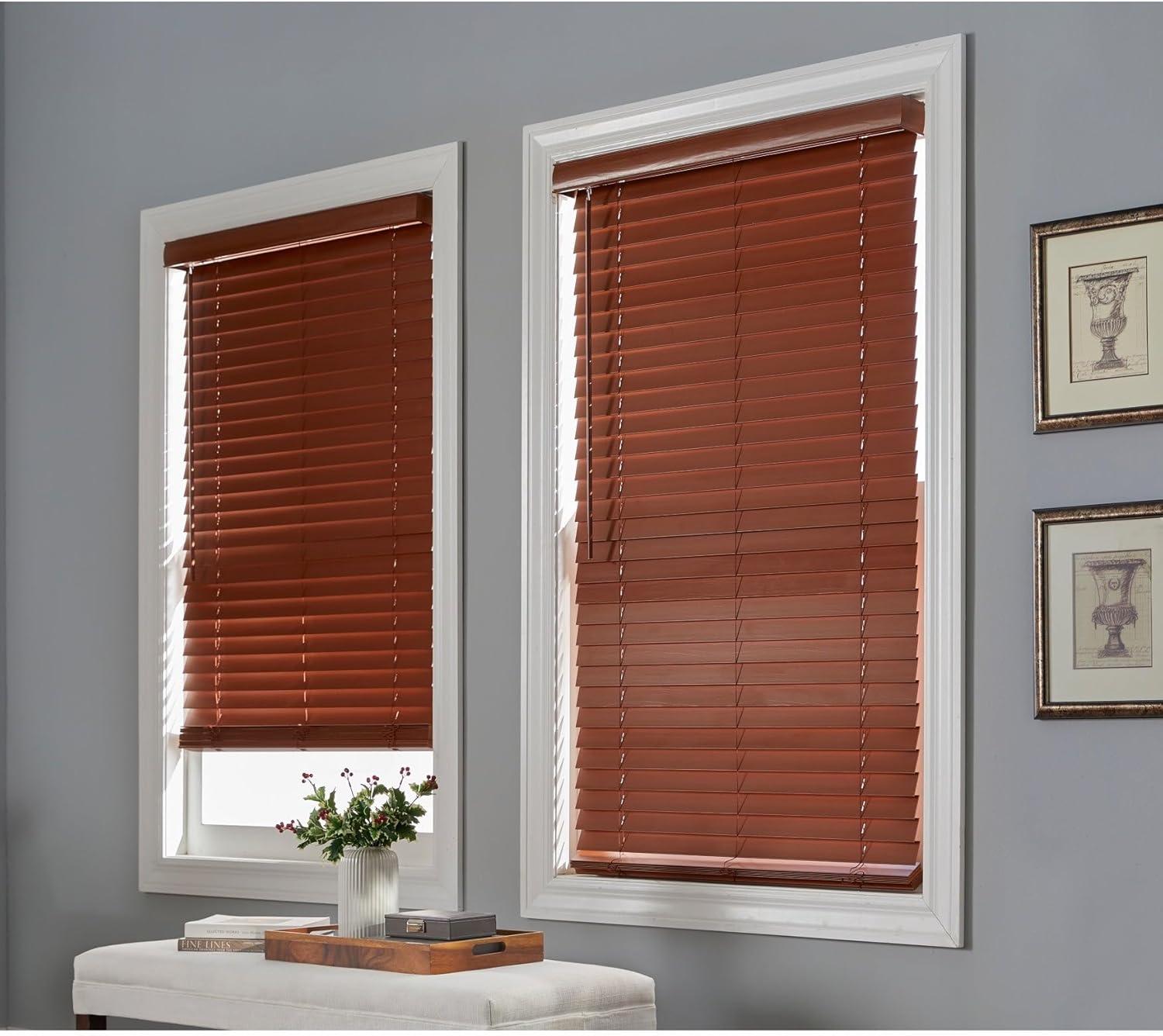 BrylaneHome 2" Faux Wood Cordless Blinds - 43" W 64" L, Oak