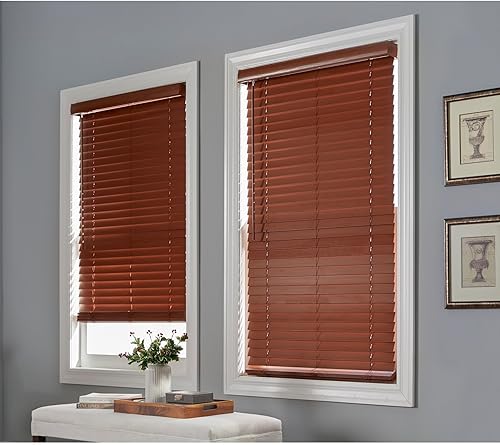BrylaneHome Persianas inalámbricas de madera sintética de 2 pulgadas - 27 pulgadas de ancho 64 pulgadas de largo, caoba