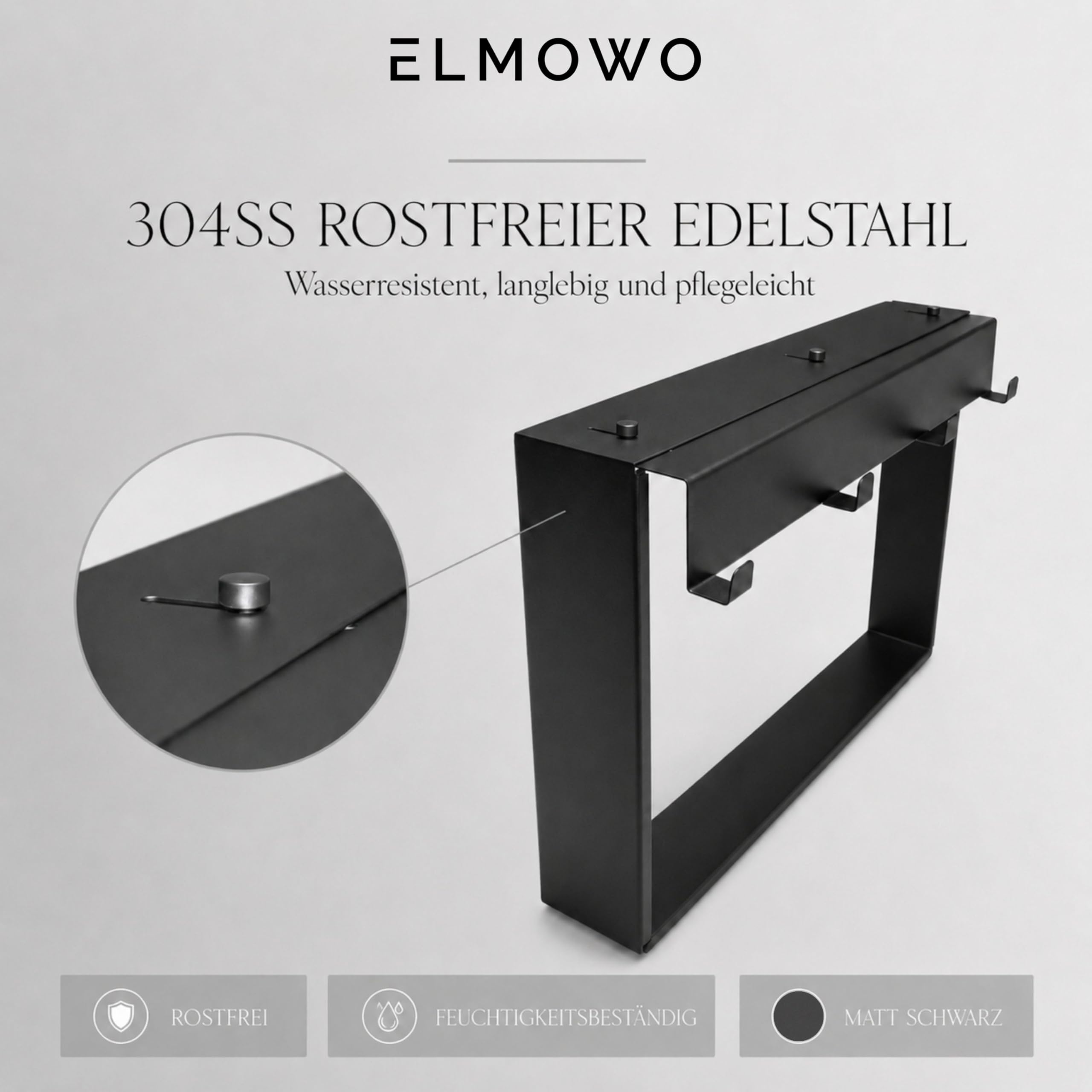 Edelstahl Duschablage zum Hängen ohne Bohren für die Glastür/Glaswand - Duschregal zum Einhängen mit 4 Haken - Regal für Glasduschwand als Duschkorb und Organizer für Badezimmer (schwarz)