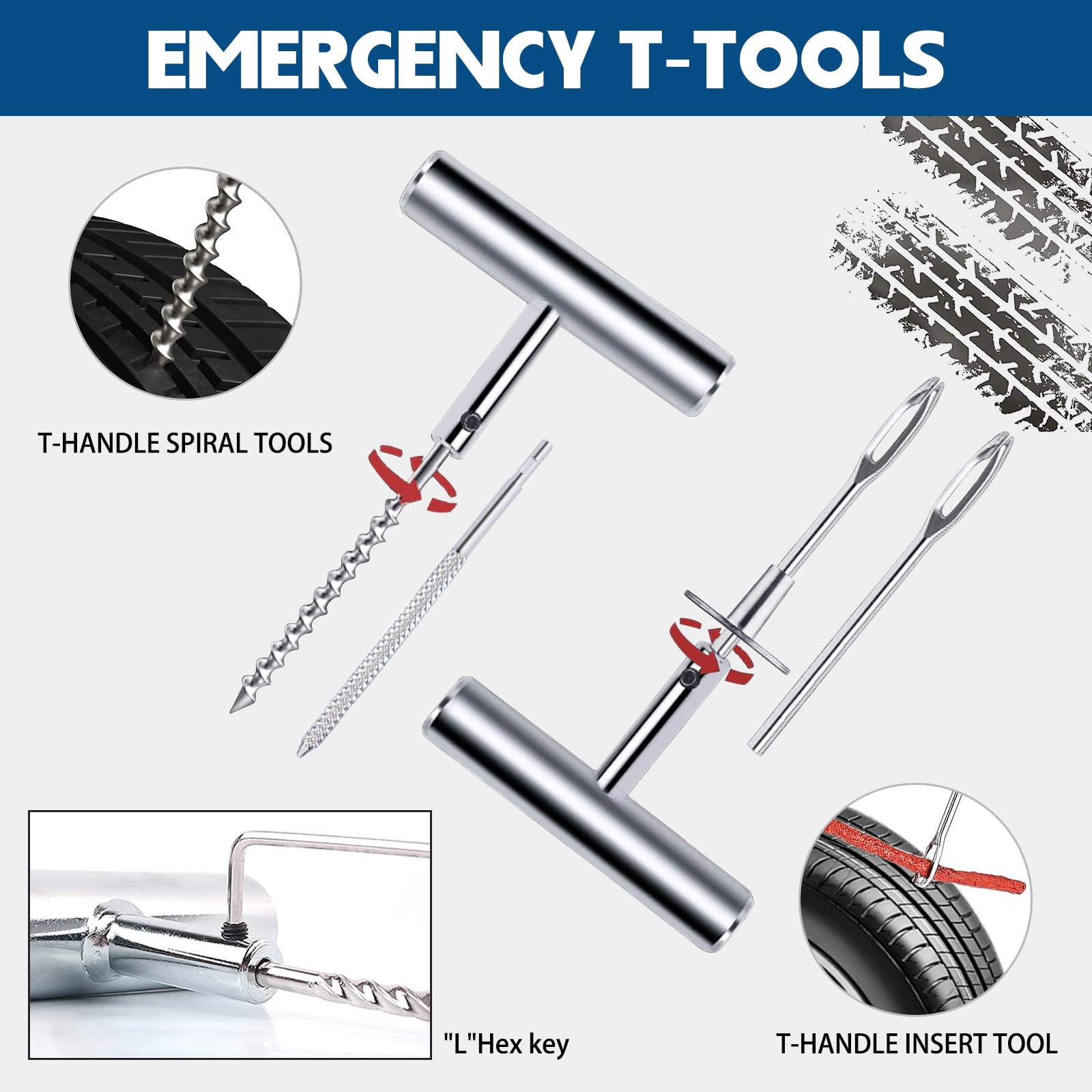 SUPERFA Car Tyre Plug Repair Kit, Heavy Duty Car Tyre Puncture Repair Kit with 20Pcs Repair Plugs - Image 4