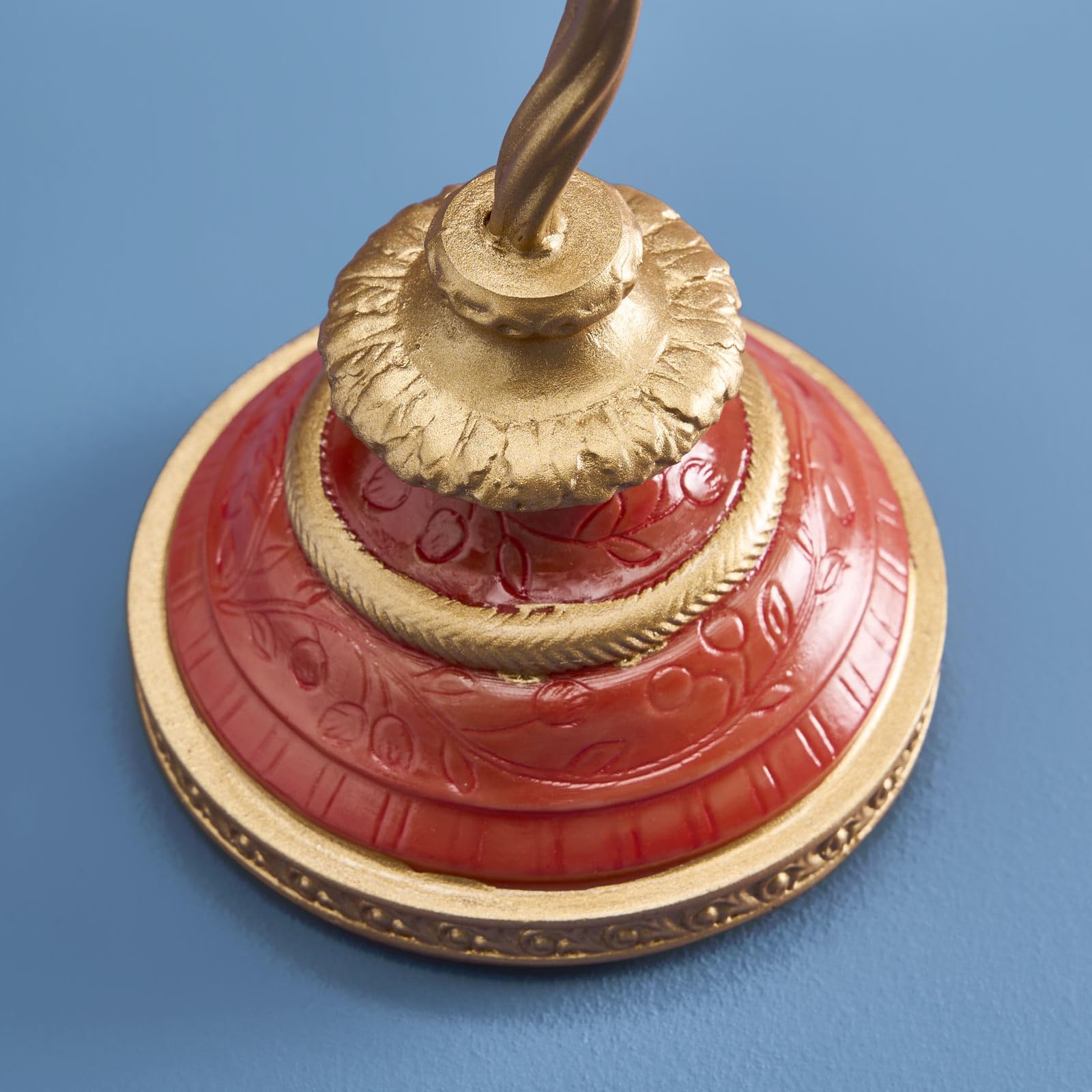 Design Kerzenleuchter Papagei, rot-Gold, handbemalt, Kerzenhalter mit tropischen Vögeln, 9x16x33cm