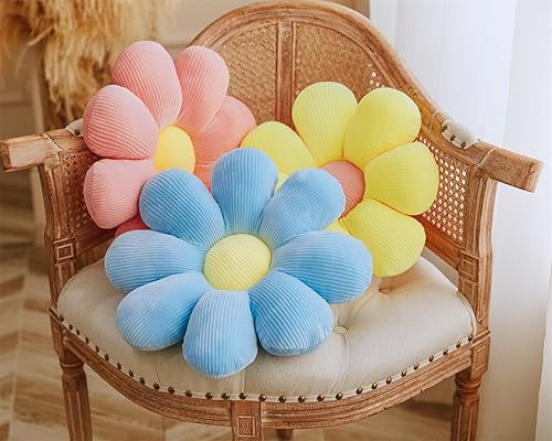 Miniatura 4 de Solaka Cojines elásticos de felpa en forma de flor para sofá, oficina, sedentarismo, ocio y cojín cómodo, color blanco, 15.75 pulgadas, 15.75