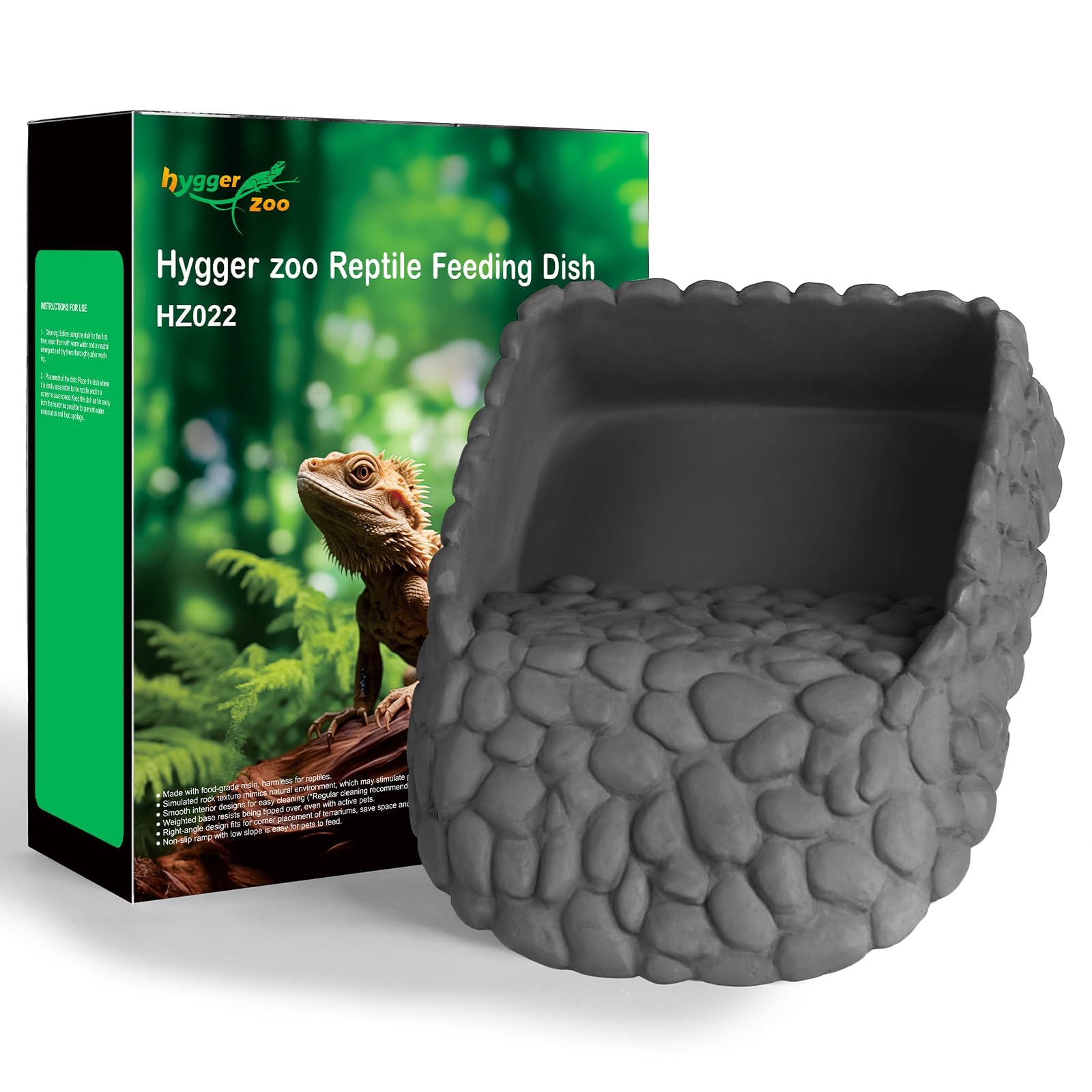Plato de agua para reptiles, cuenco grande de comida de dragón barbudo, plato de agua de esquina de roca para reptiles, cuenco de agua de serpiente, alimentación para leopardo, geco, tortuga, lagarto