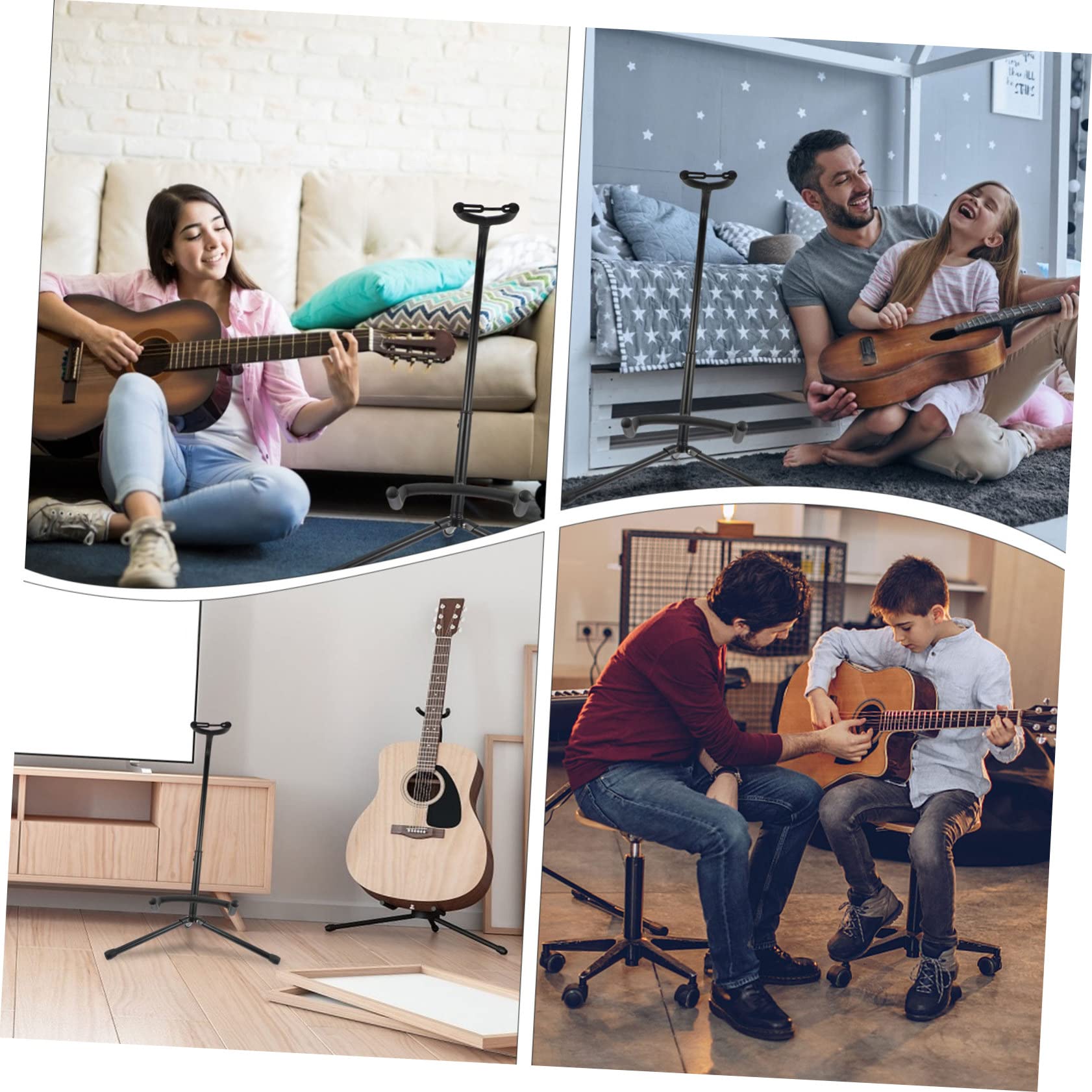 ifundom Supporto per Chitarra Elettrica Pieghevole in Ferro Nero Protezione Anti Ribaltamento, Leggero per Esposizione in Negozi di Chitarre