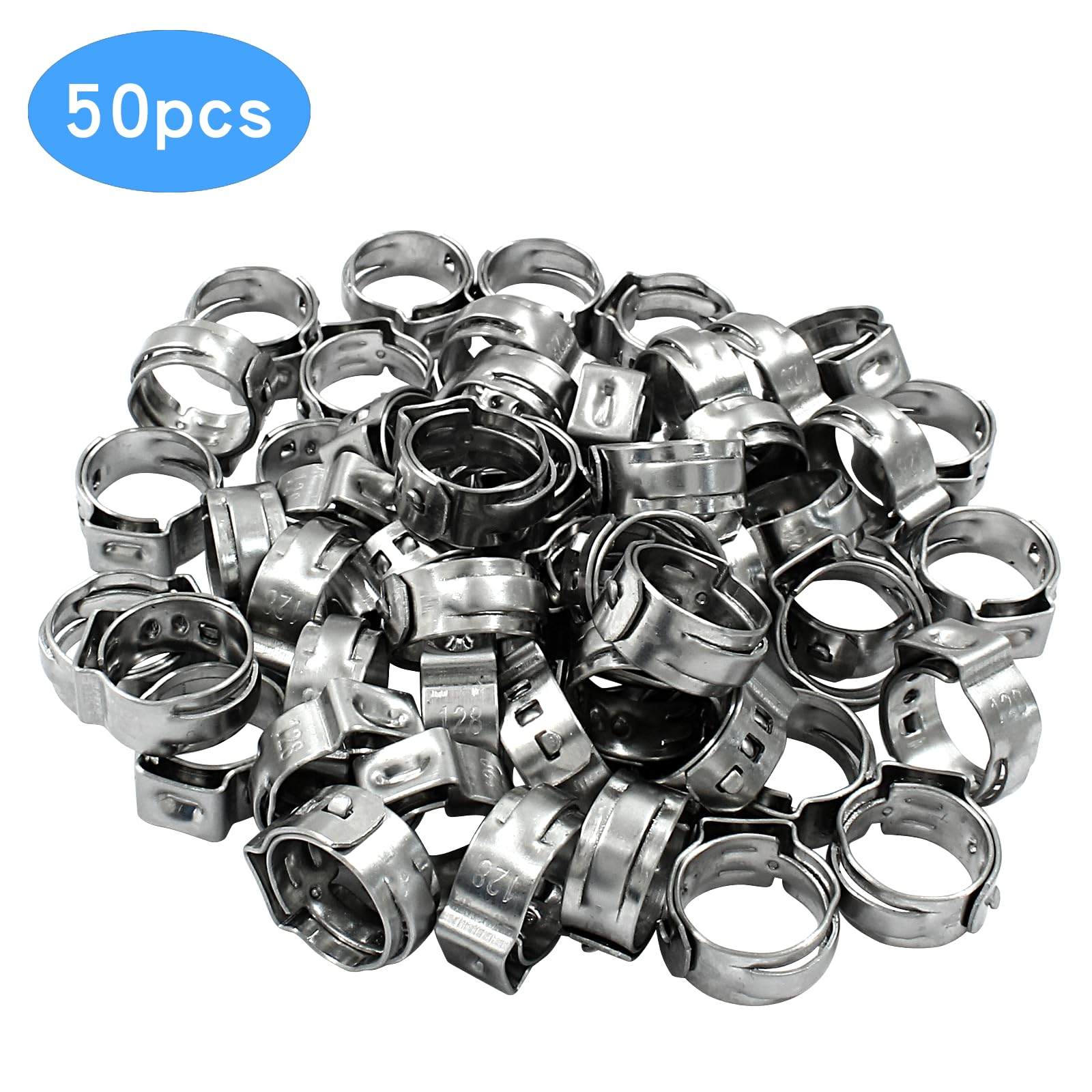Litoexpe 50 Pcs Single Ear Hose Clamp 12.8mm-15.3mm, Hose