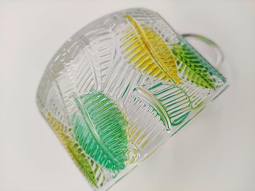 Miniatura 4 de Taza de té de café de vidrio colorido de 14 onzas, taza de vidrio, cristalería en relieve con asa, para café, té, yogur, jugo, leche, 1 unidad