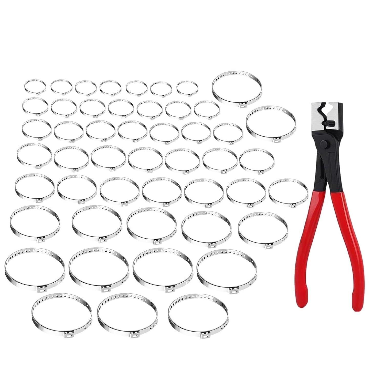 Hose Clamp Pliers Kit with Stainless Steel CV Boot Clamps - Heavy Duty Automotive Repair Tool for Compact Car Banding- Style a