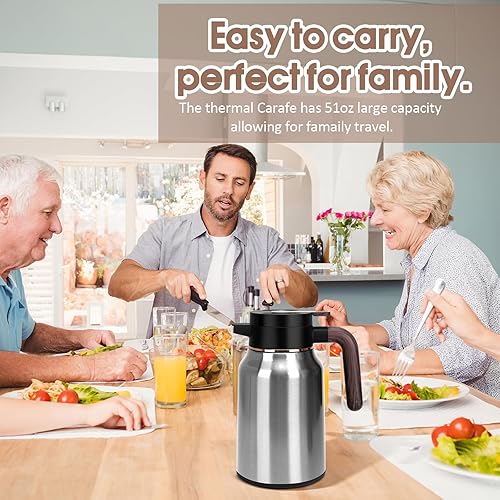 Miniatura 44 de Jarra térmica de café de 68 onzas, jarras de acero inoxidable para líquidos calientes durante 36 horas, jarras de café aisladas para mantener