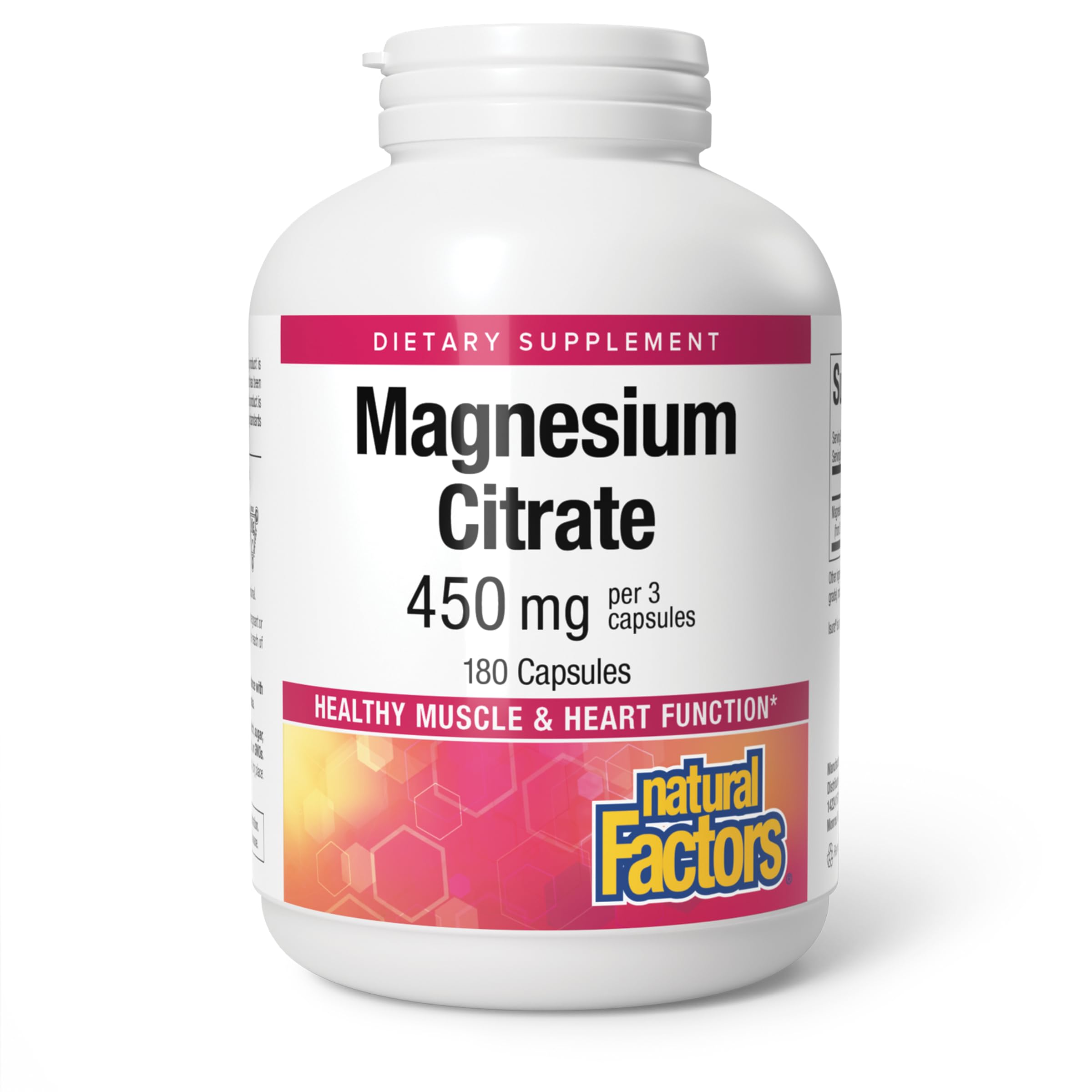 Natural Factors, Magnesium Citrate 150 mg, Muscle and Heart Health Formula, 180 Capsules