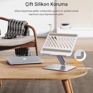 Juo Aluminum Notebook Stand Ergonomic Metal Laptop Stand with Height and Tilt Adjustment Notebook laptop stand between 11-17 inches, adjustable