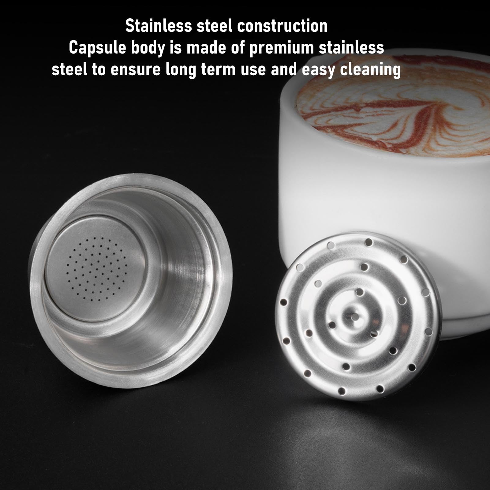 Haofy Kit de Cápsula de café de Acero de Acero Inoxidable Reutilizable con Cepillo de Cuchara de Manipulador para la Preparación para Máquinas de café