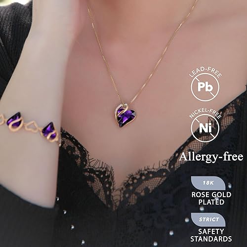 Miniatura 2 de Leafael Collar con colgante de corazón de amor chapado en oro rosa de 18 quilates con piedra curativa de cristal para mujer 18 pulgadas  2 pulgadas