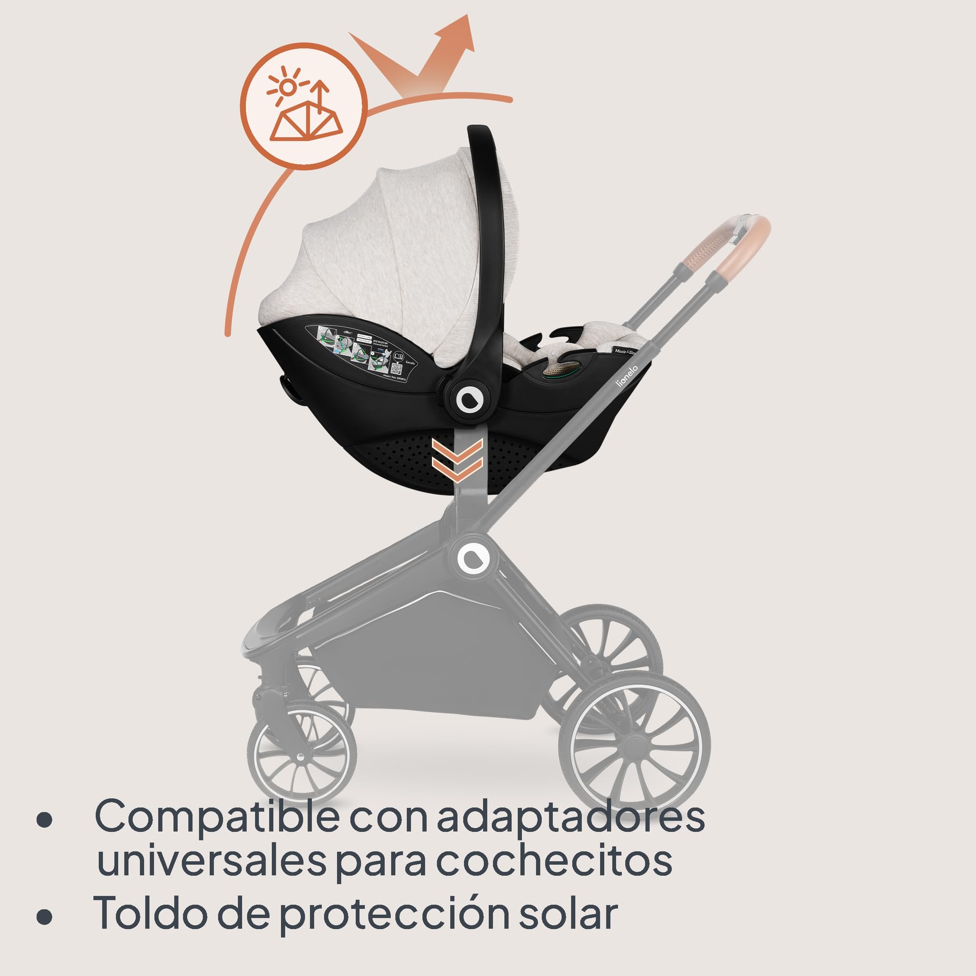 LIONELO MOXIE i-Size Silla de coche infantil 40-87 cm, Portabebés Grupo 0+ En Sentido Contrario a la marcha, Reposacabezas Ajustable, protección lateral i-Size R129. | Retrocedido, reposacabezas ajustable, protección lateral, tamaño i-Size R129