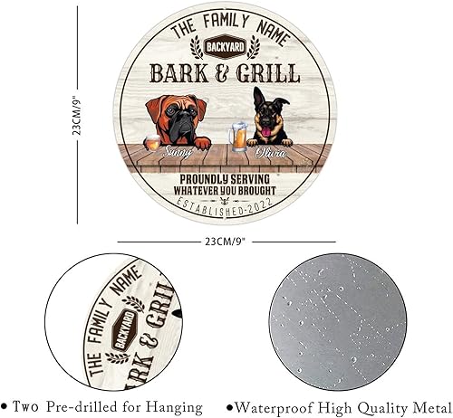 Vista 2 de Letrero de perro de boxeador y pastor alemán, letrero de metal de bienvenida, arte de pared personalizado, decoración de pared rústica de metal