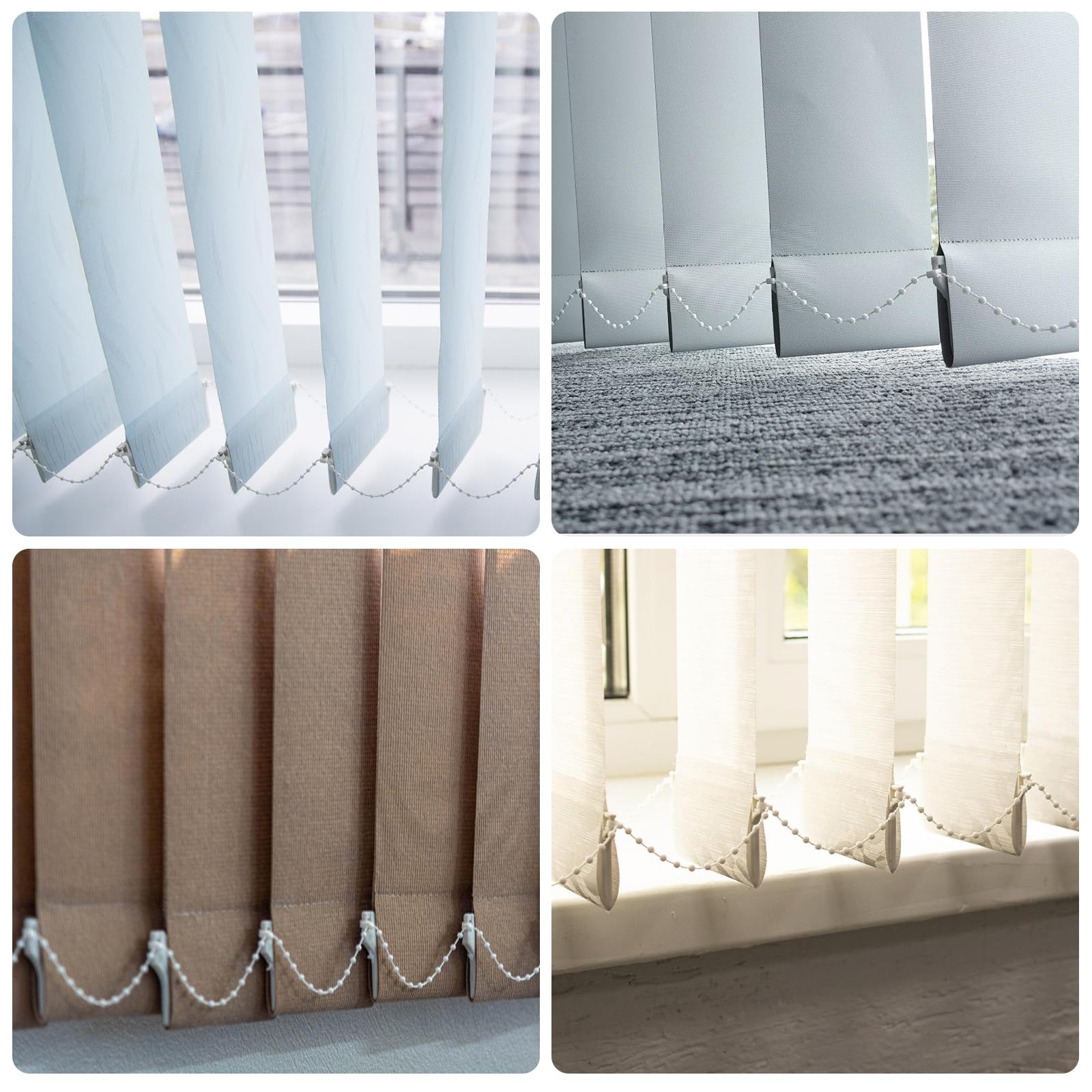 20 pannelli di contrappeso, 127 mm, con catena bianca da 10 m, 20 connettori per catena, per tende, accessori per tende verticali, accessori per finestre