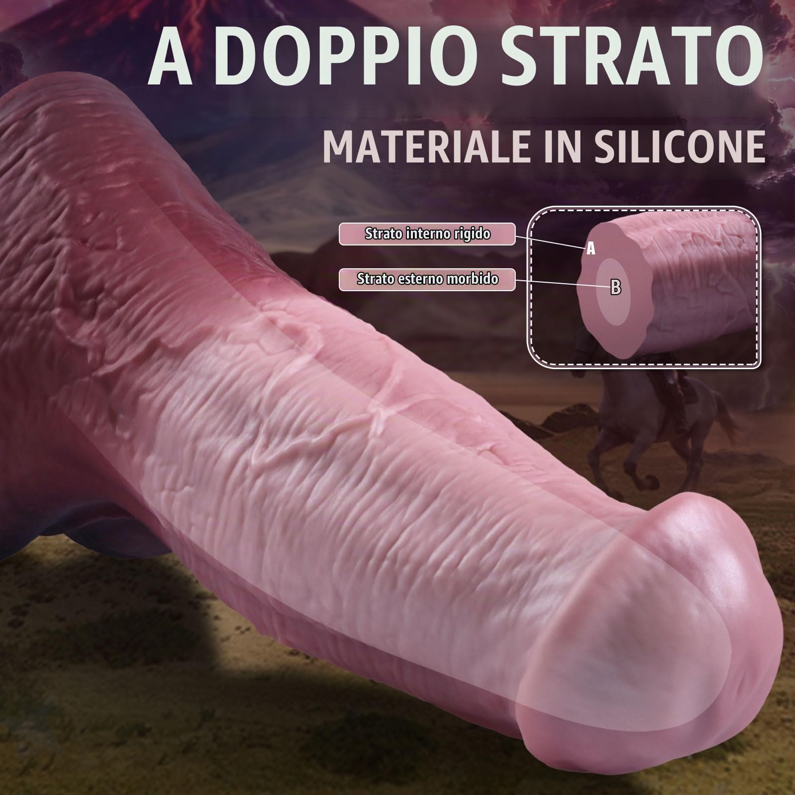35*9,5cm Dildo XXL di Pene Cavallo Mostruoso,Dildo in Silicone con Ventosa | Spesso e Realistico , Giocattolo Sessuale Anale Extra Large e Morbido per Uomini Donne Esperti