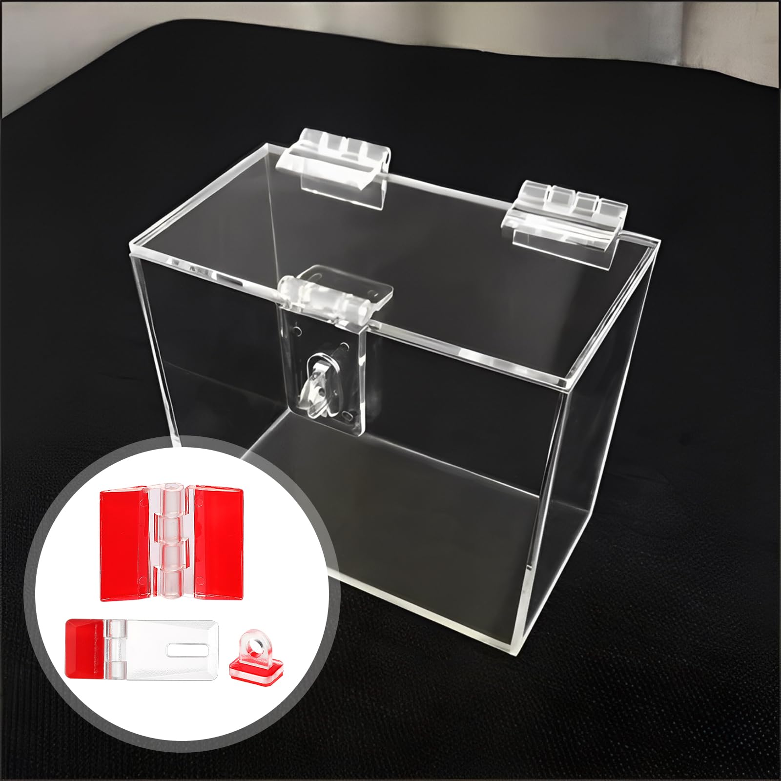 Acrylic Hinges and Self-Adhesive Latch Buckles Kit, Self-Adhesive Plastic Hinge for Crafts, Transparent Continuous Piano Hinge for Aquarium, Cabinets, DIY Clear Containers, Acrylic Box — Amazon image 5