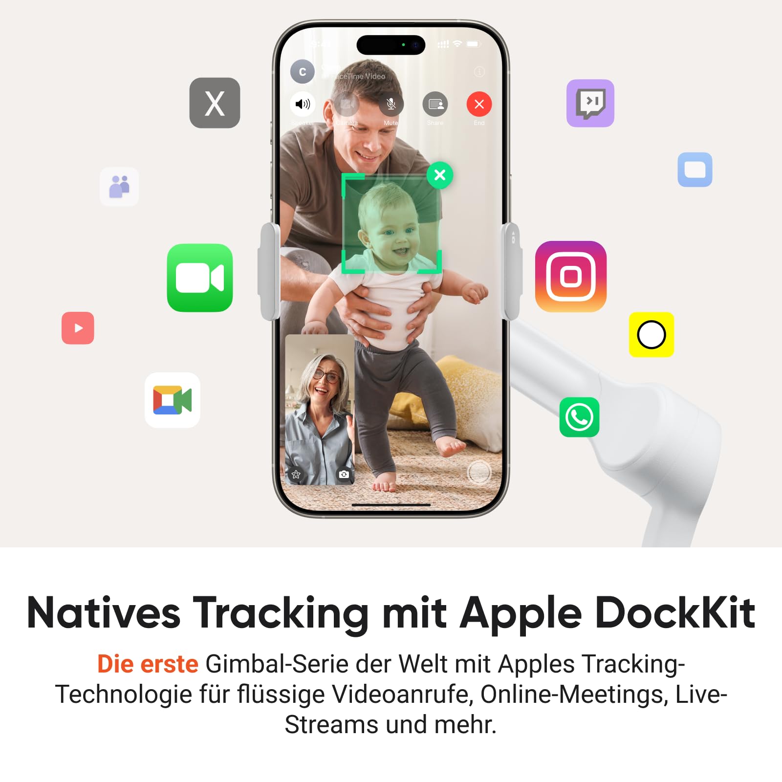 Insta360 Flow 2 Pro Vlog Bundle Weiß - Faltbarer AI Phone Gimbal, Tracking in 200+ Apps mit Apple DockKit, 360º-Pan-Tracking, integr. Stativ/Selfie-Stick, Fernbedienung, Spotlight/Rucksackhalterung