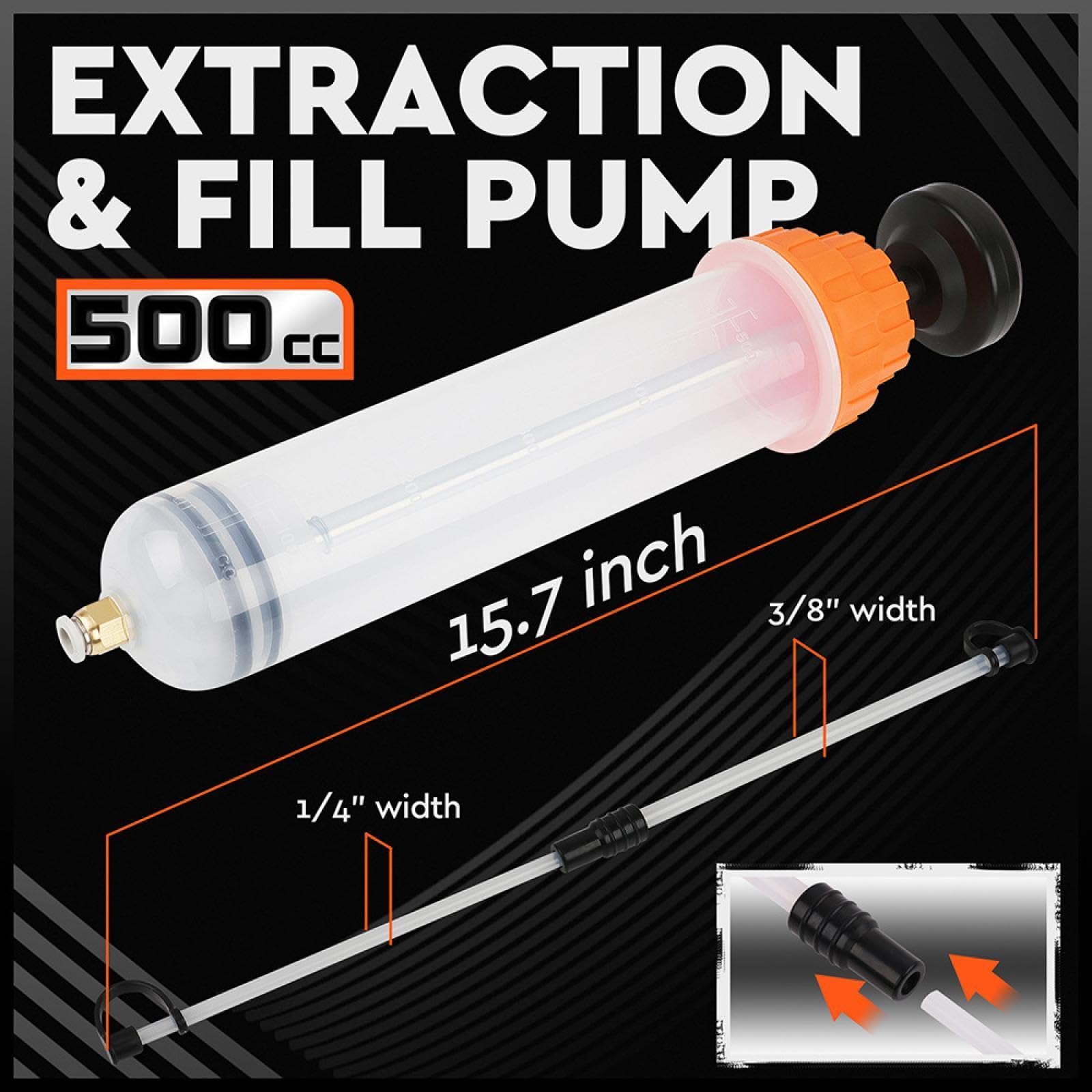 Pompa per estrazione olio da 500 ml, in acciaio inossidabile 304 e ABS, strumento portatile per trasferimento fluidi per automotive/industriale