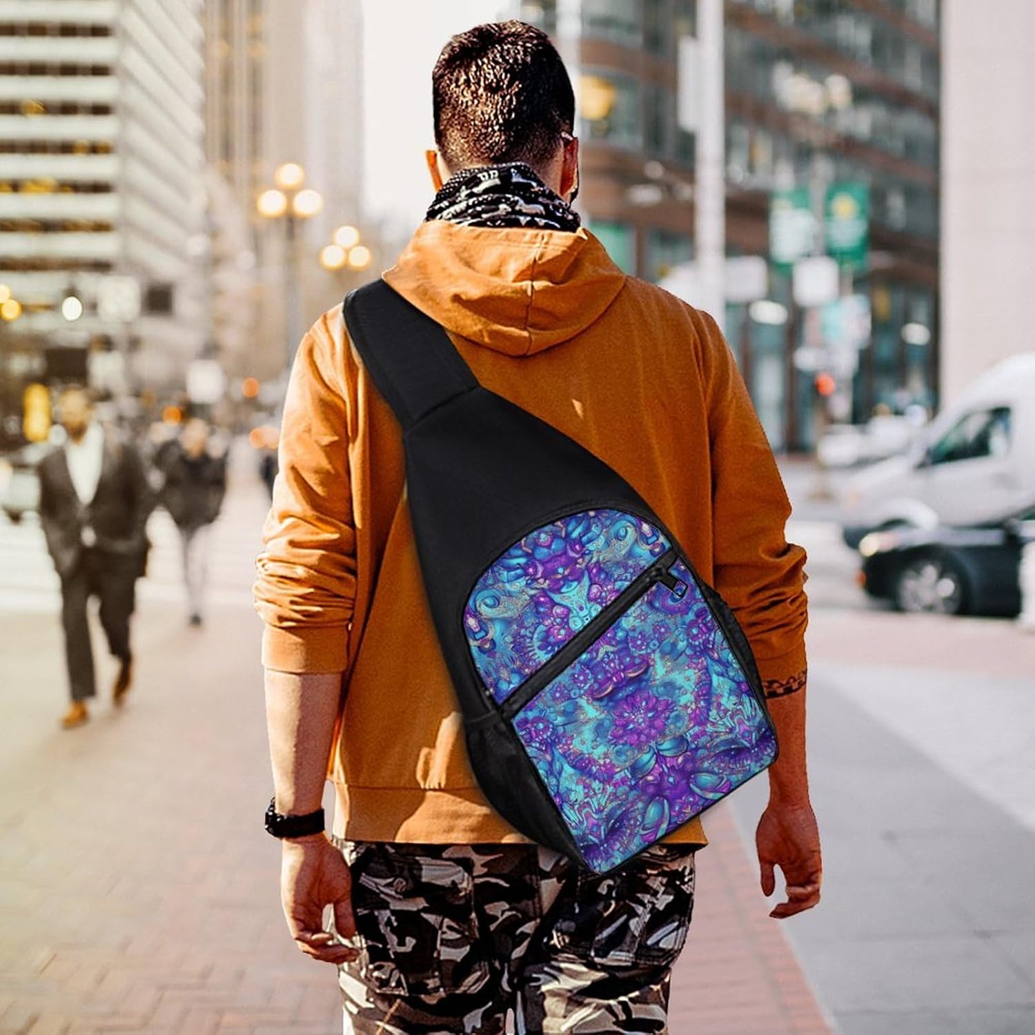 Psychedelic Mandala Hypnosis Crossbody Sling Backpack Chest Bag Daypack | unisex,trendy,with convertible and detachable shoulder strap,side pockets