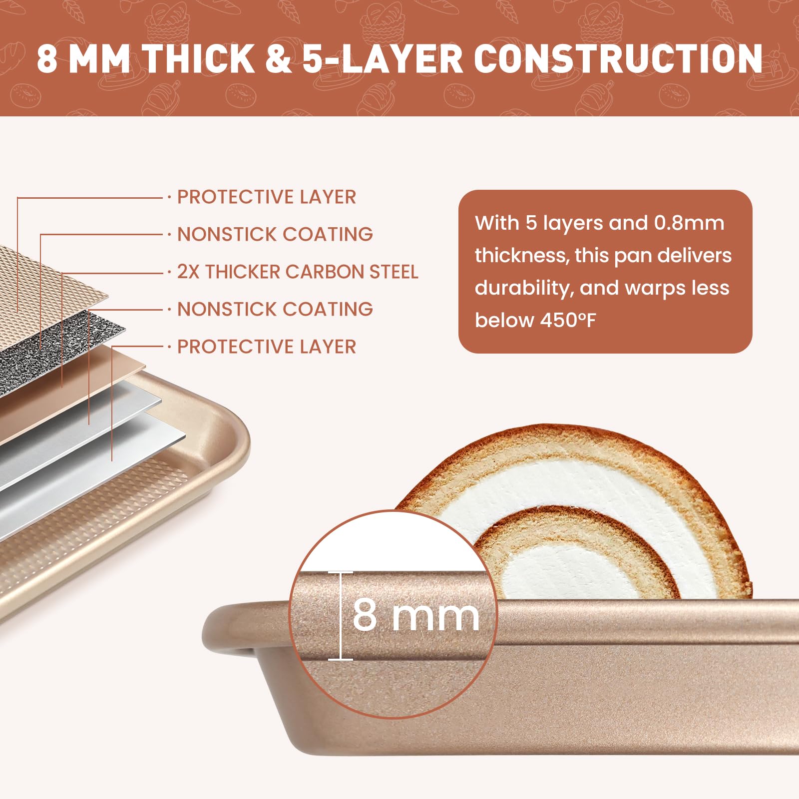 1 Packung 43,2 cm Backblech-Set mit Gestell und Pergamentpapier (1 Pfanne + 1 Gestell + 50 Papier), antihaftbeschichtetes Backblech mit Lebensmittelkühlgitter, strapazierfähig und