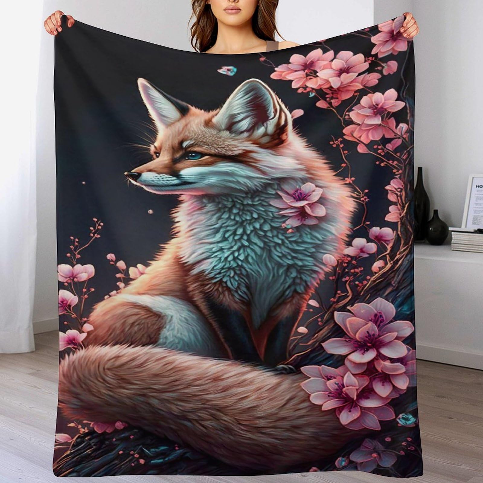 Couverture quatre saisons flannel douce plaid lit enfant motif renard