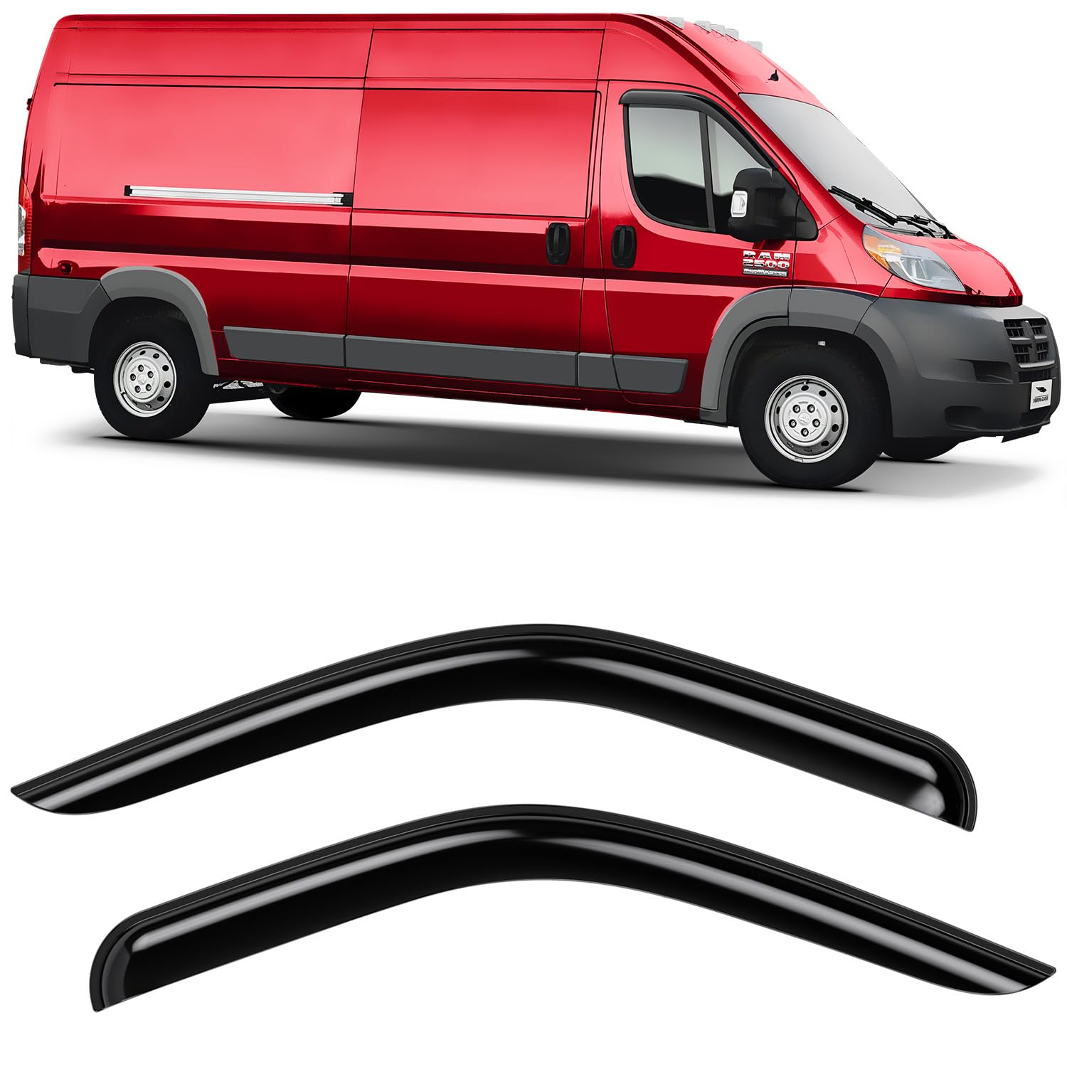 Voron GlassVoron Glass Extra Durable Rain Guards for Ram ProMaster 2014-2024, Window Deflectors, Vent Window Visors, 2 Pieces - 100518