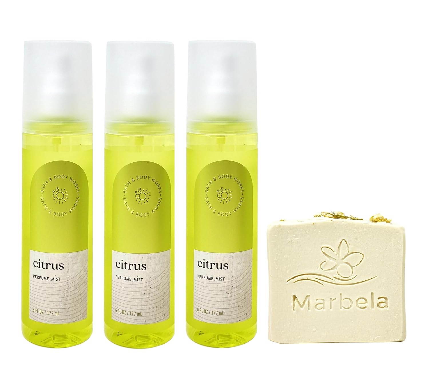 Bath & Body Works Citrus 3 Pack Perfume Mist Bundle with a Wild Jasmine Bar Soap – Full Size
