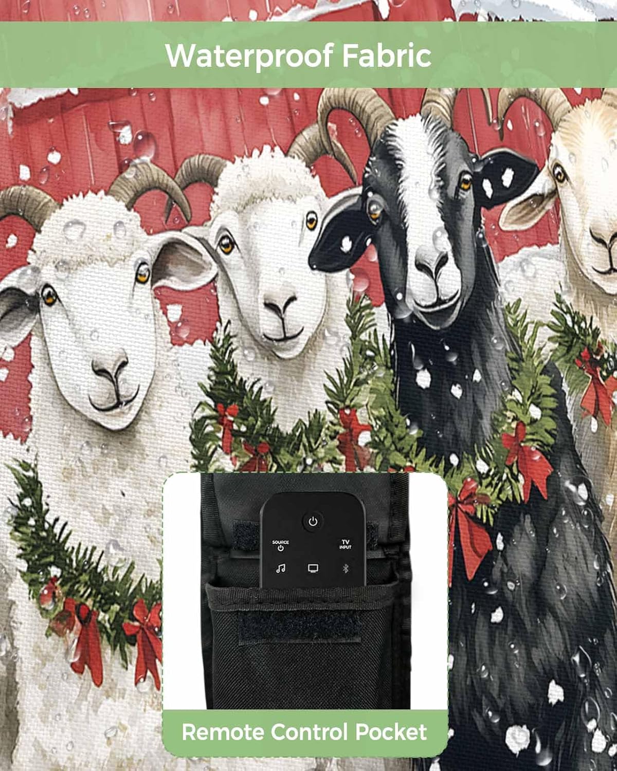 Christmas Red House Sheep Outdoor TV Cover 40"-43" - 600D Waterproof TV Cover Weatherproof TV Screen Protector Dustproof Winter Xmas Tree Snowy Branch TV Display Protector for Outside Flat Screen TV