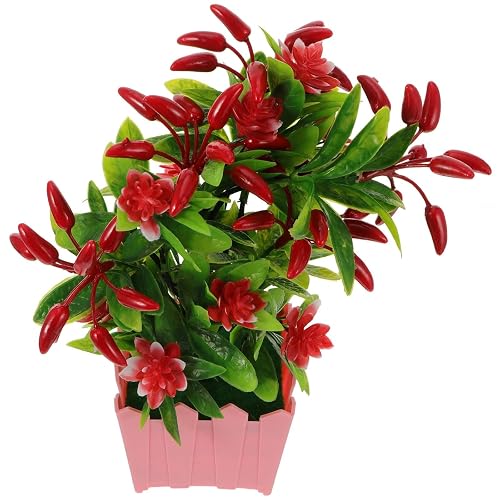 Simulation Chili Plant Decor with Plastic Potted Bonsai Fake Chili