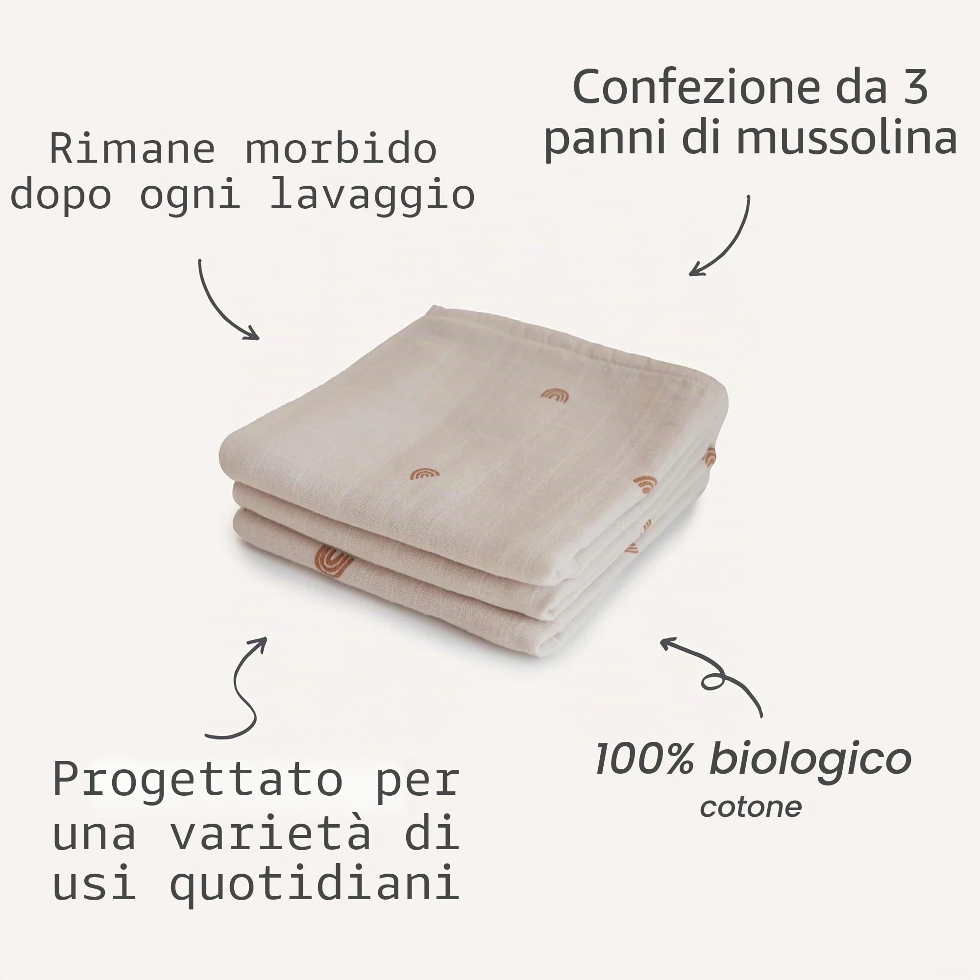 Mushie | Set Di 3 Mussole Quadrati Allattamento | Cotone Organico | 58,42 x 59,69 cm | Accessori per Bambini Sicuri e di Alta Qualità | Flowers